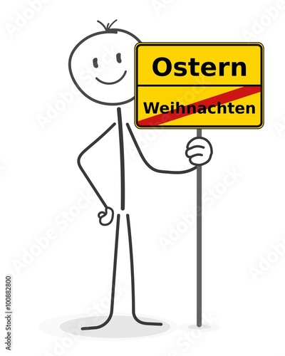 Strichmännchen Ortsschild Ostern Weihnachten