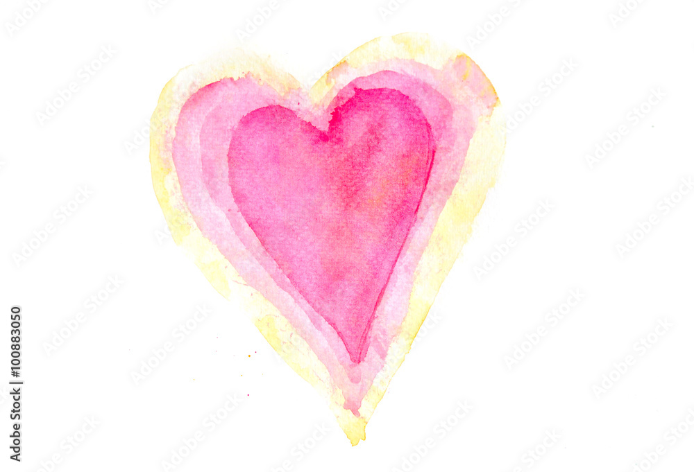 Multiple hearts on white ,watercolor illustrator