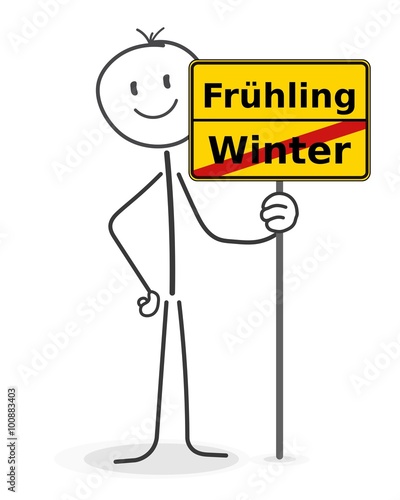 Ortsschild Frühling Winter
