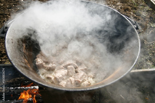 Meat in a cauldron. 2