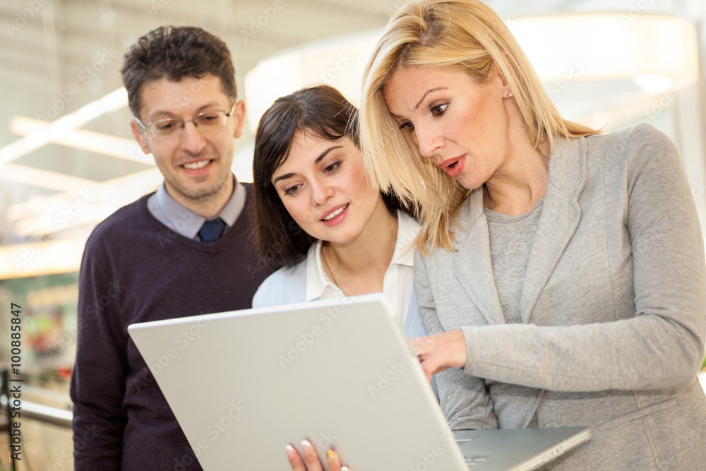 Business woman holding a presentation on the laptop Business woman holding a presentation on the laptop