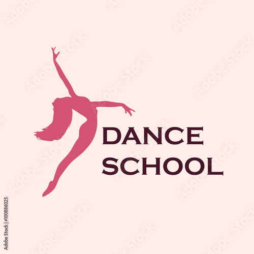 dance school emblem, icon, vector illustration