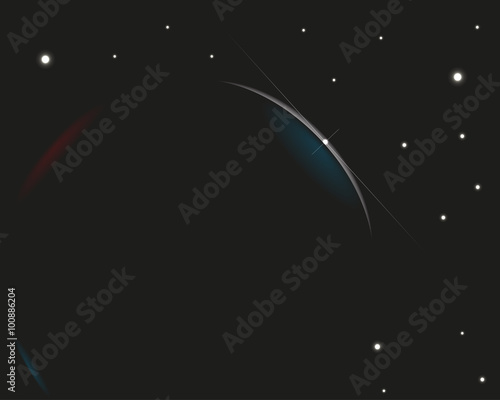 Rising star in space. Colored vector illustration.
