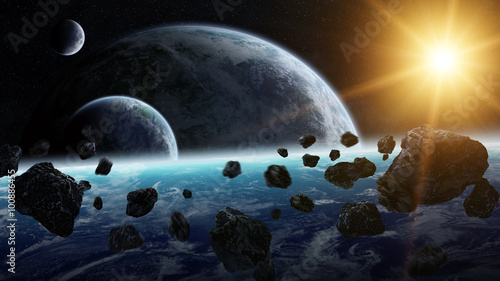 Meteorite impact on planets in space © sdecoret