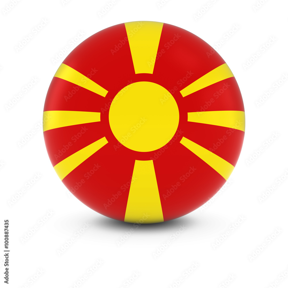 Macedonian Flag Ball - Flag of Macedonia on Isolated Sphere