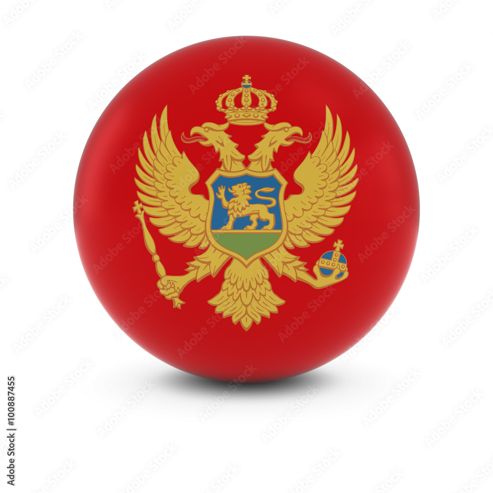 Montenegrin Flag Ball - Flag of Montenegro on Isolated Sphere