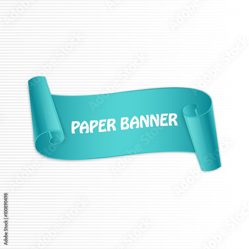 Abstract turquoise curved paper banner