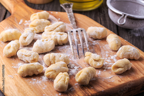 Uncooked homemade potato gnocchi.