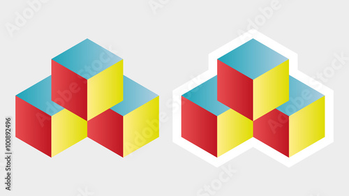 Cube isometric logo brick concept, 3d dice illustration, vector block icon