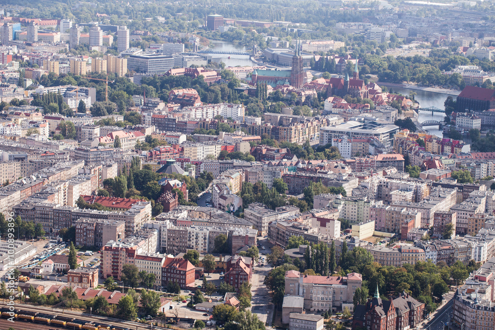 aerial view of the city suburbs