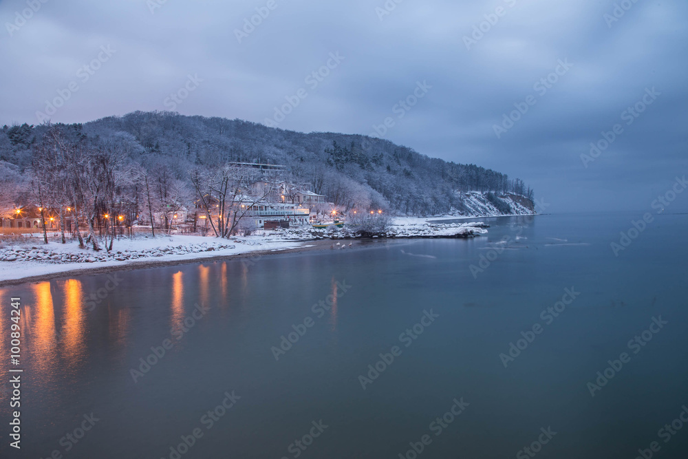 Beautiful winter landscape, and the Baltic Sea. Orlowo Gdynia