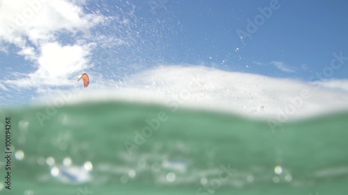Slow Motion Woman Kite Surfing, Extreme Sport