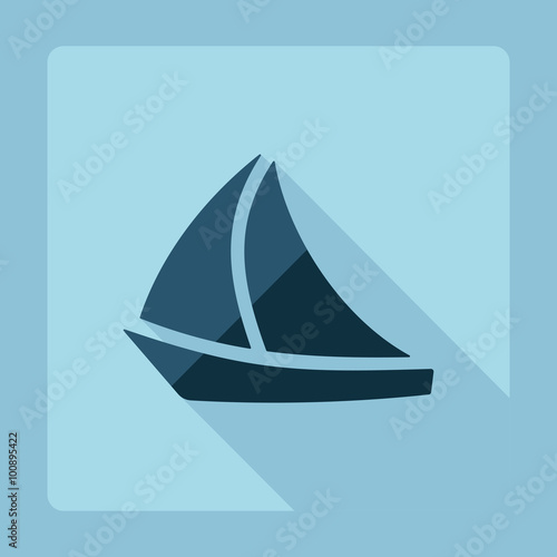 Flat modern design with shadow, sailing ship