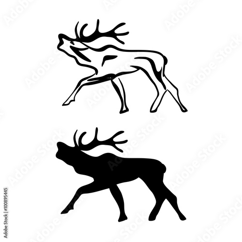 Wallpaper Mural Black and white silhouettes of Elk Torontodigital.ca