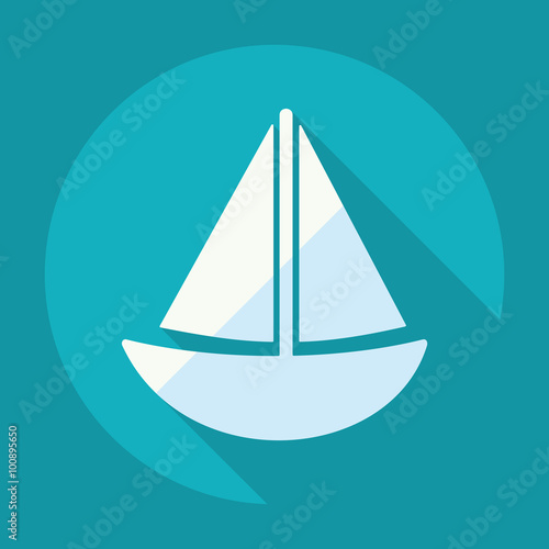 Flat modern design with shadow, sailing ship
