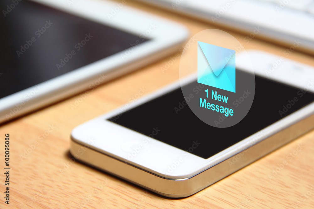smartphone and new message icon smartphone and new message icon