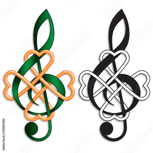 Treble Clef Celtic Knot Irish Music
Musical motif for Irish or St Patrick’s Day themes