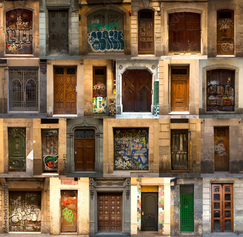 Photography Collage of spanish wooden doors