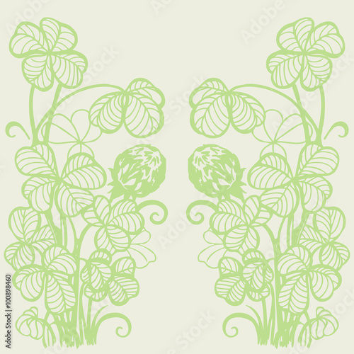 Flowers and clover leaves