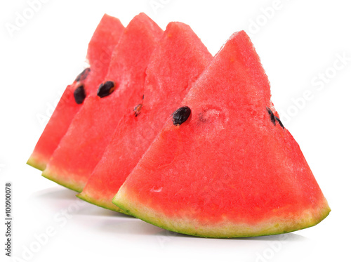water melon sliced on white back ground in selected focus