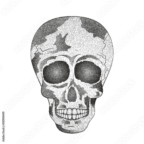 Vintage human skull. Tattoo. Day of The Dead