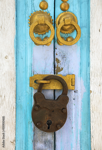 Vintage door with golden de...