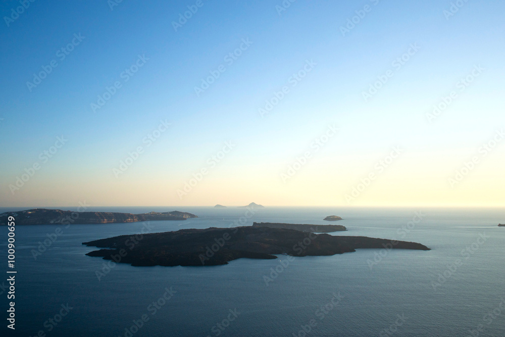 Volcano sea seen from the capital of Santorini island
