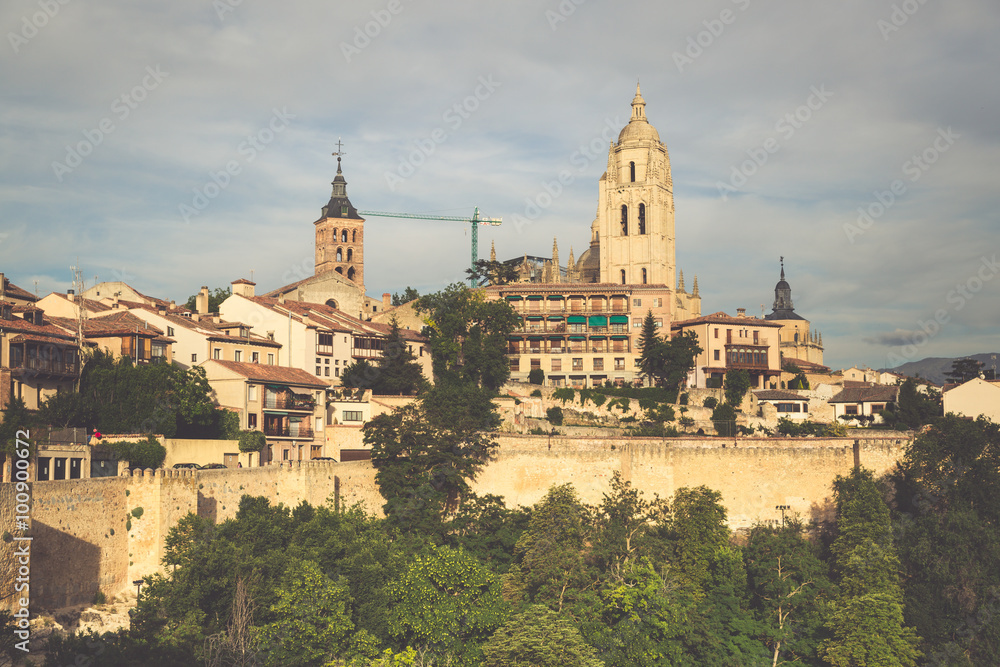 Segovia, Spain. Panoramic view of the historic city of Segovia s