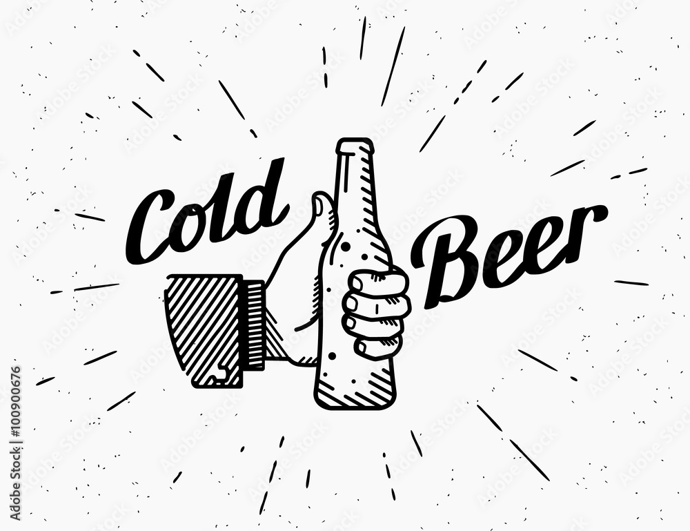 Illustration of Beer Bottle Stock Vector - Illustration of engraved, draw:  100058961