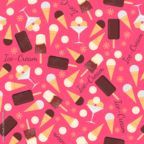 Seamless pattern with ice creams. Vector illustration