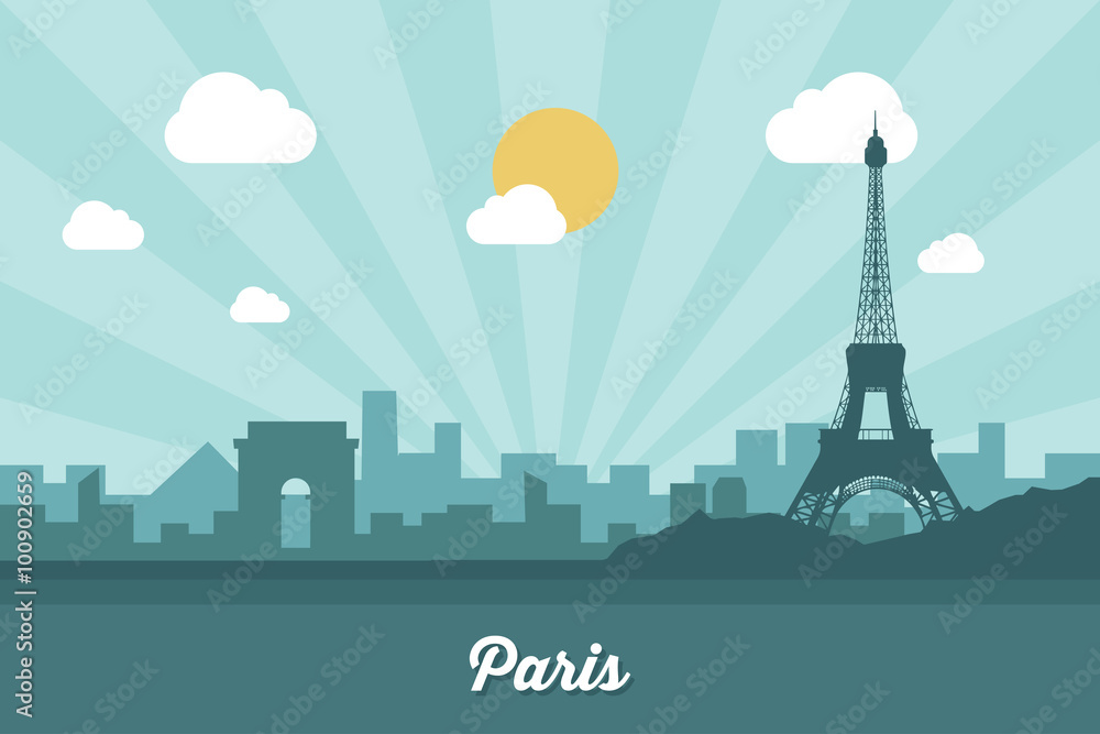 Paris skyline - flat design