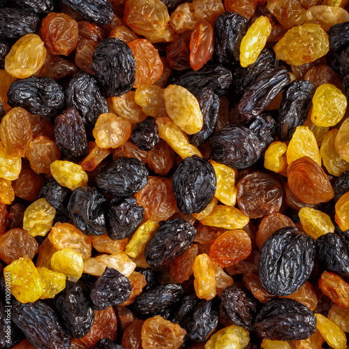 Mixed raisins close up