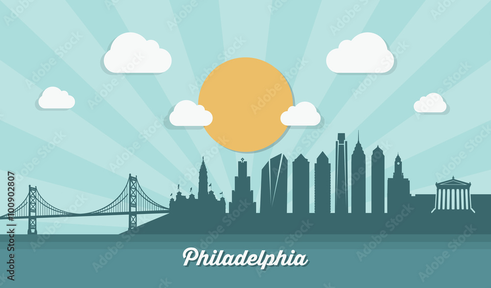 Philadelphia skyline - flat design