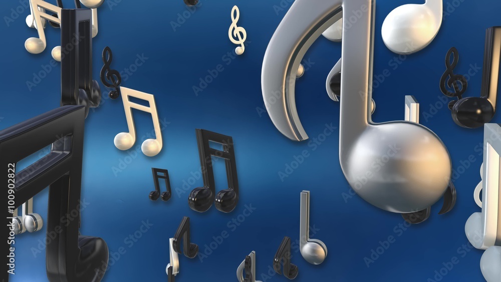 spinning musical notes background Stock Video Adobe Stock