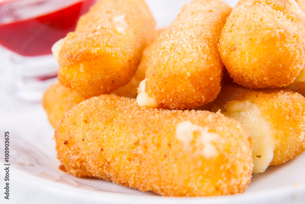 Fried cheese sticks with sauce Fried cheese sticks with sauce