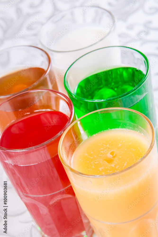 Different soft drinks in a glass Different soft drinks in a glass