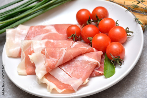 Sliced prosciutto ham