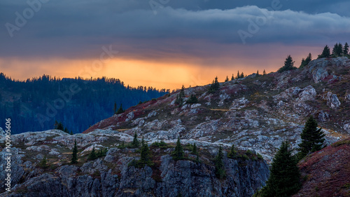 yellow Aster Butte trail , North Cascades Region, Mount Baker Area, Autumn Sunset