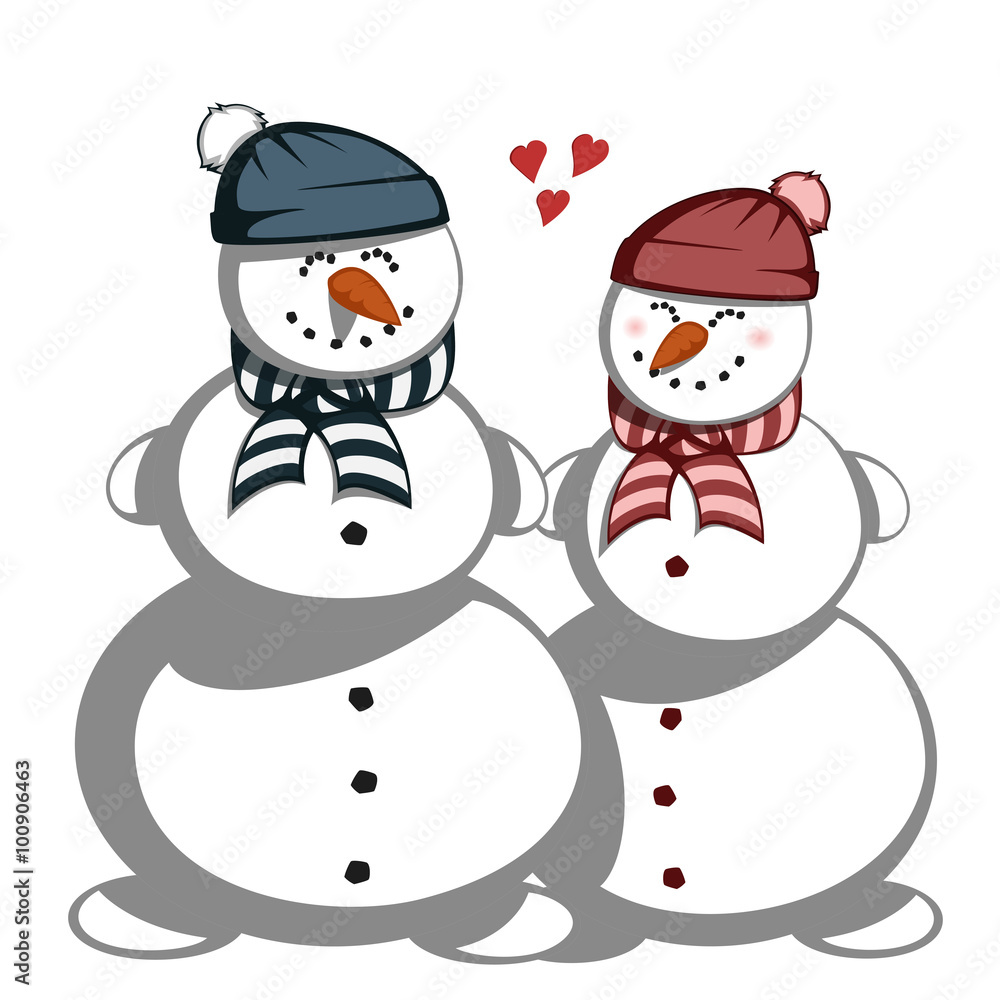 Snowman couple in love. Snowman couple in love.