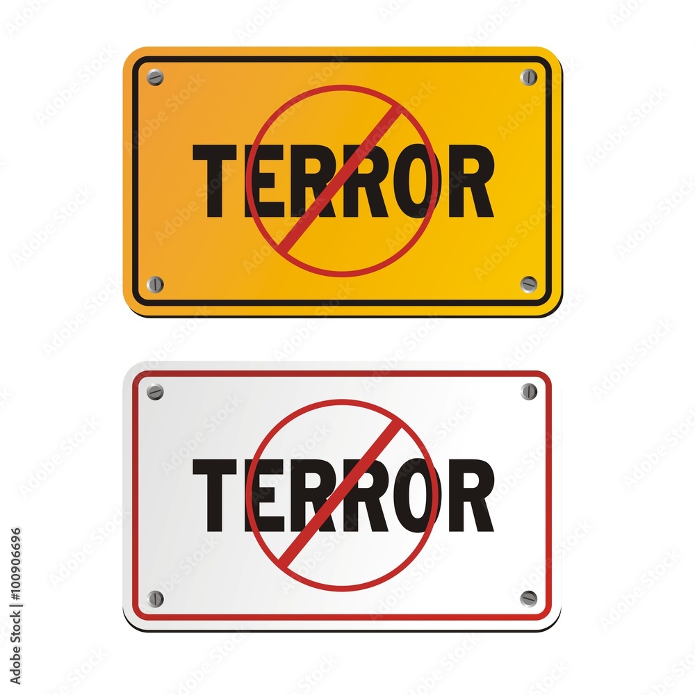 Anti terror signs on white background Anti terror signs on white background