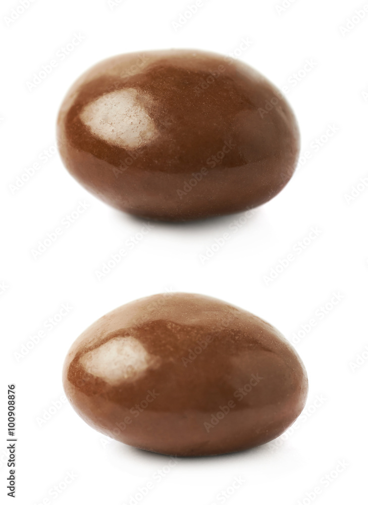 Chocolate glazed nut candy isolated Chocolate glazed nut candy isolated