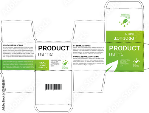 Box design, die-stamping. Vector template