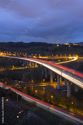 Highways with cars and lights in the mountain
