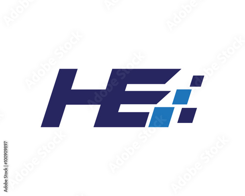 HE digital letter logo