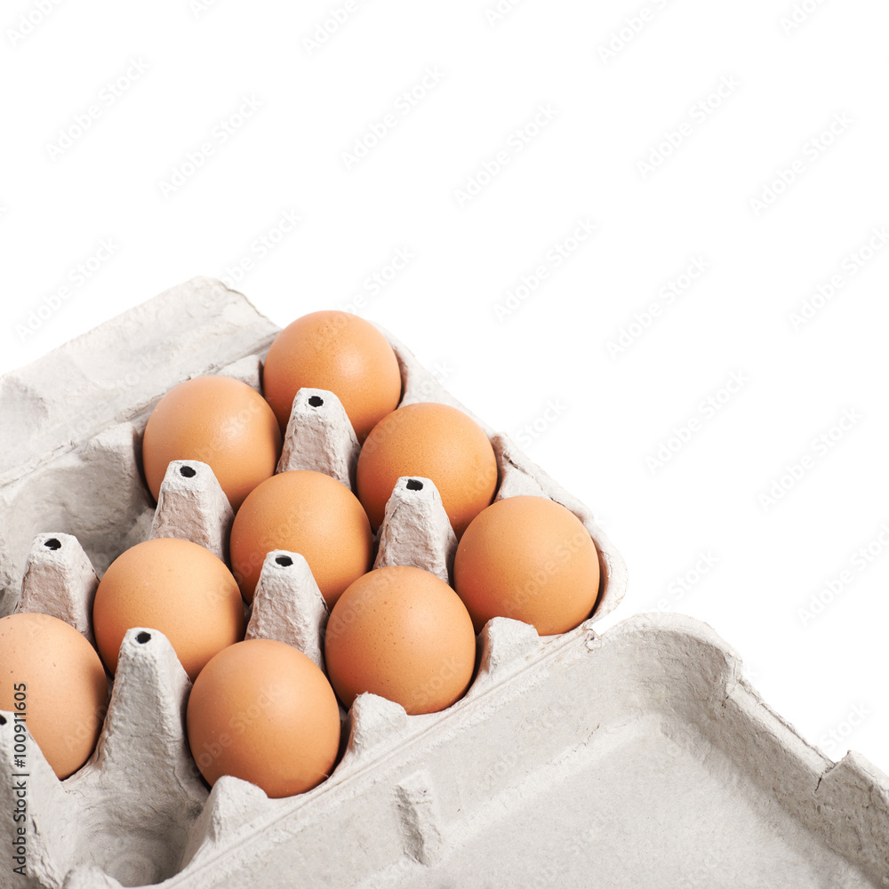 Filled egg carton package isolated Filled egg carton package isolated