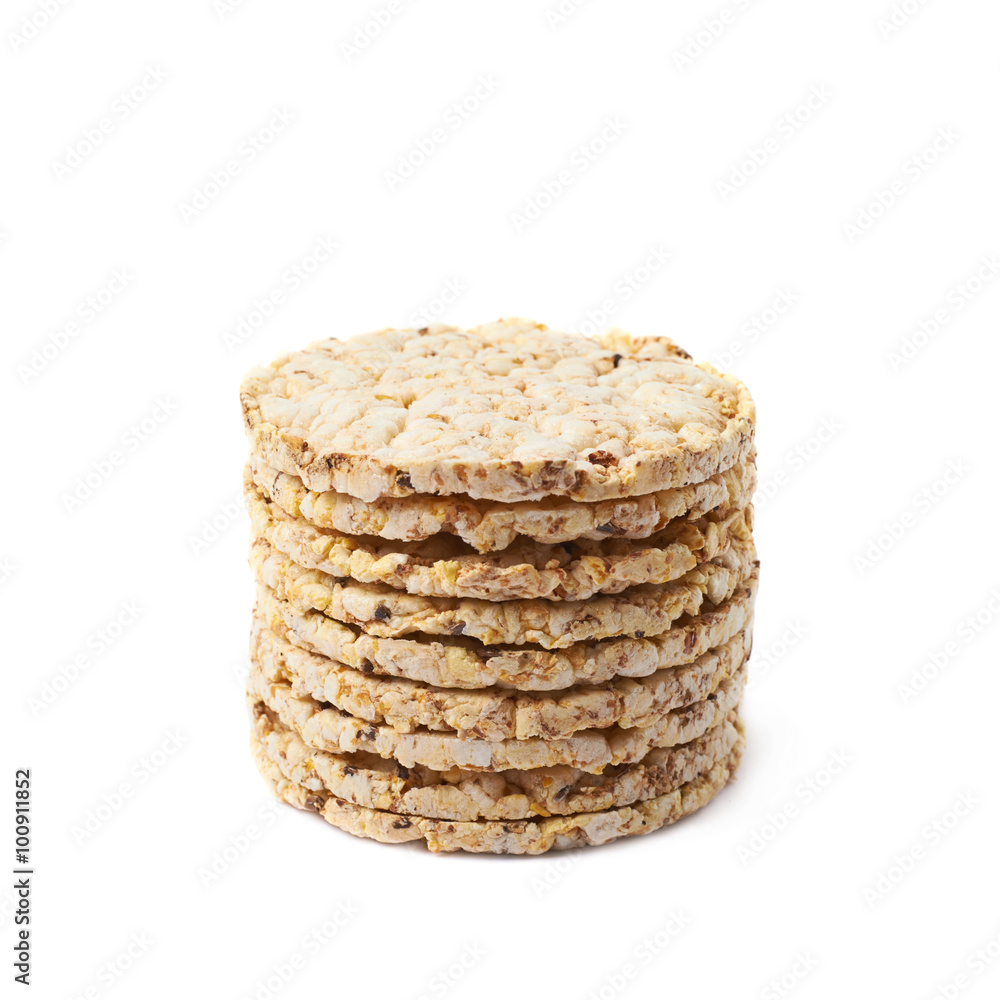 Pile of diet rice crackers isolated Pile of diet rice crackers isolated