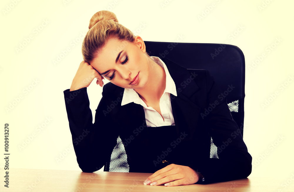 Tired young beautiful blonde businesswoman Tired young beautiful blonde businesswoman