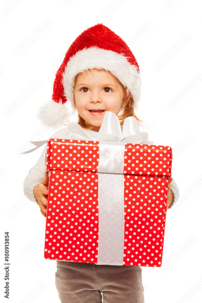 Beautiful Santa's helper with the present Beautiful Santa's helper with the present