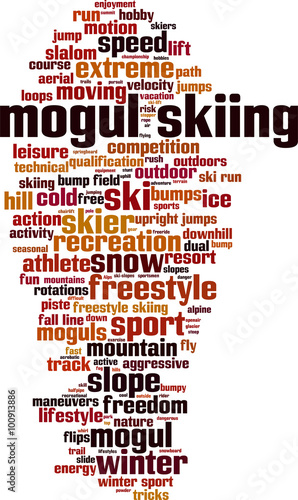 Mogul skiing word cloud concept. Vector illustration