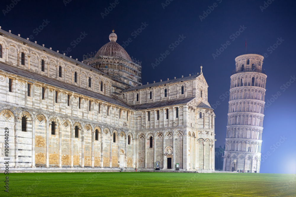 The Leaning Tower Of Pisa By Night